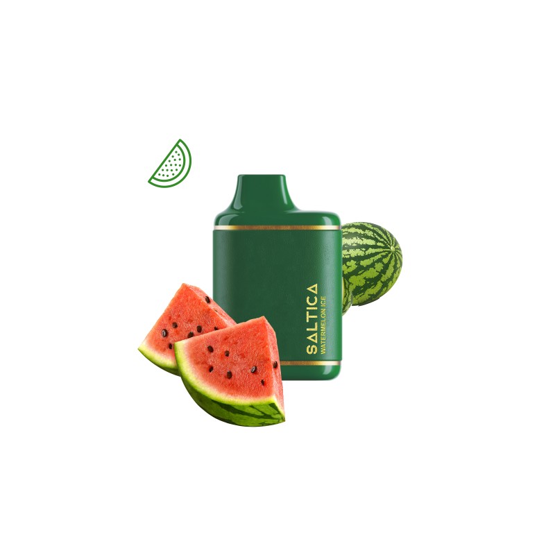 Saltica Leather 7000 Watermelon Ice tek kullanımlık vape, yeşil gövde.