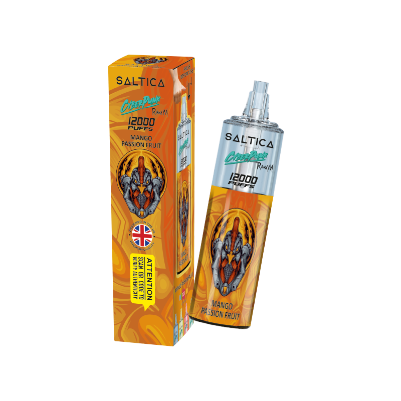 Saltica Cyberpunk 12000 Mango Passion Fruit tek kullanımlık elektronik sigara.